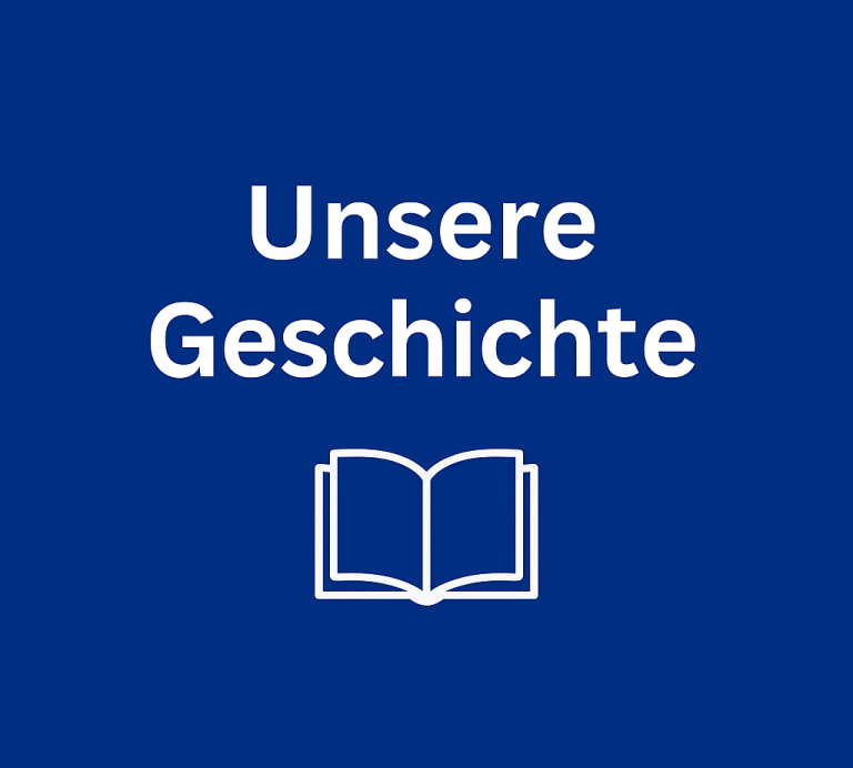 Blauer Hintergrund mit weißem Icon (Buch oder Zeitachse)